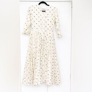 Chacok France Dress ivory Star-Patterned size small fit and flare celestial